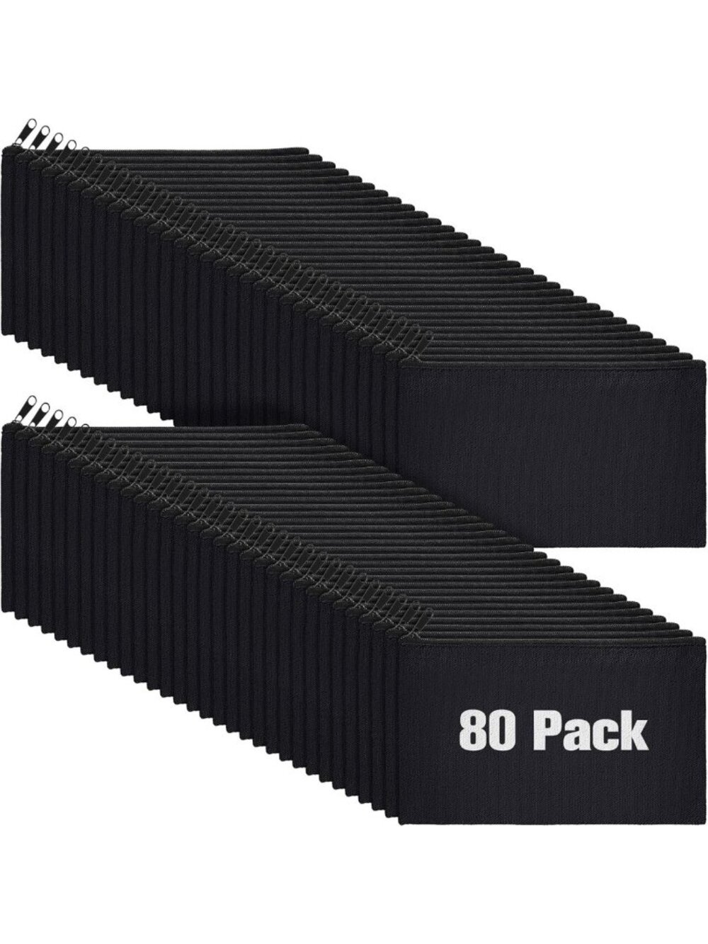 Bulk Canvas Zipper Bags - All Black, 160 Pack, Perfect for Storage